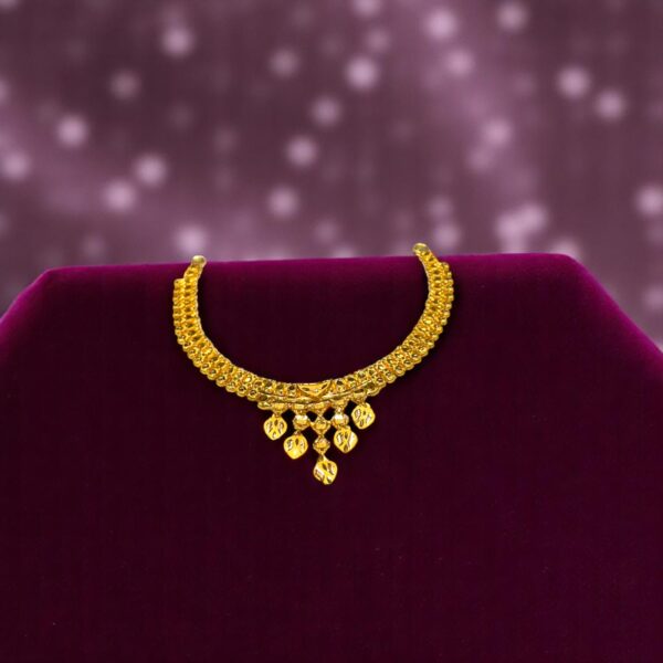 Floral Charm Gold Choker Necklace - Image 3