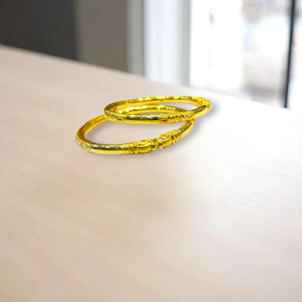 Peacock Engraved Gold Cover Bronze Bangles