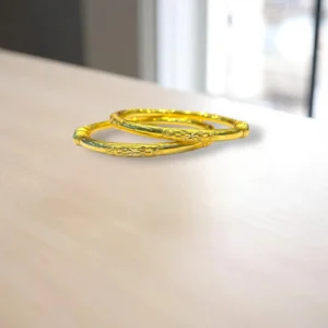 Stone Studded Gold Cover Bronze Bangles