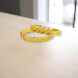 Ethnic Motif Gold Cover Bronze Bangles