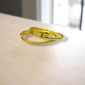 Broad Gold Covered Bronze Bangles