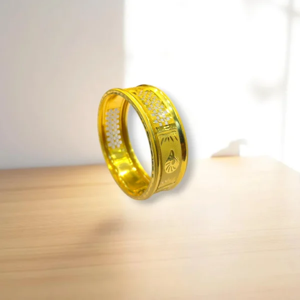 Layered Texture Gold Cover Bronze Bangles - Image 2