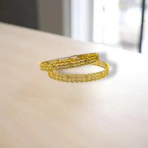 Textured Surface Gold Cover Bronze Bangles