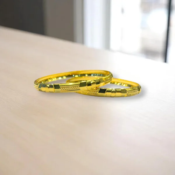 Broad Cut Gold Cover Bronze Bangles