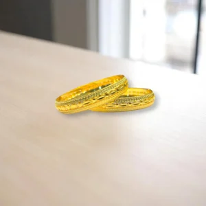 Curved Wave Gold Cover Bronze Bangles