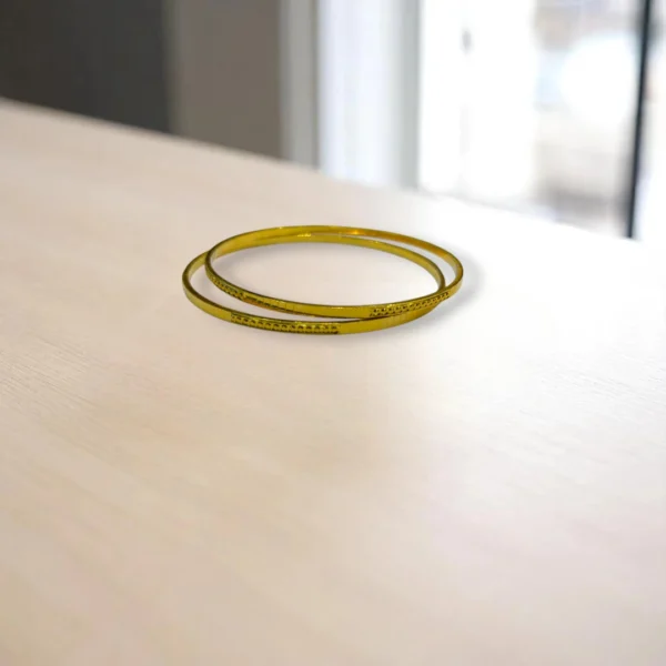 Grid Pattern Gold Cover Bronze Bangles