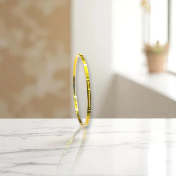 Grid Pattern Gold Cover Bronze Bangles - Image 3
