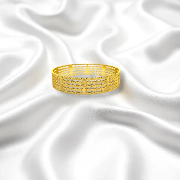 Pyramid Cut Gold Cover Bronze Bangles - Image 4