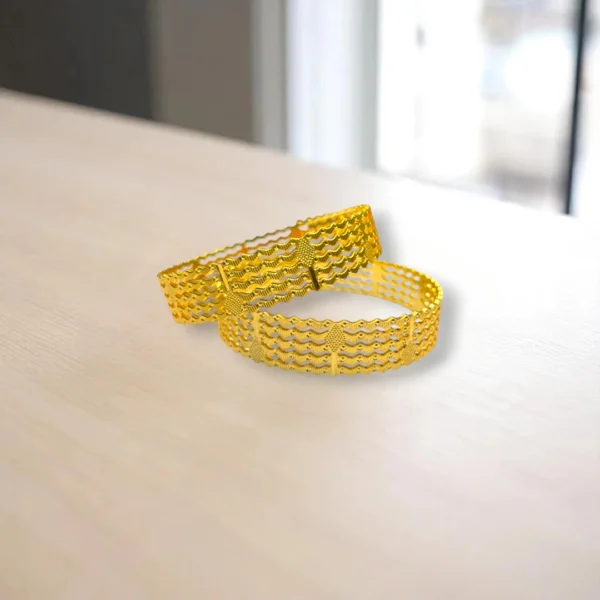 Pyramid Cut Gold Cover Bronze Bangles