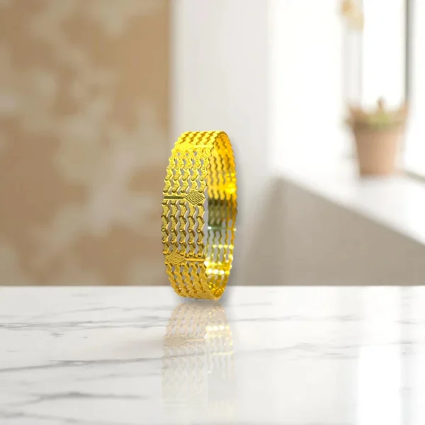 Pyramid Cut Gold Cover Bronze Bangles - Image 3