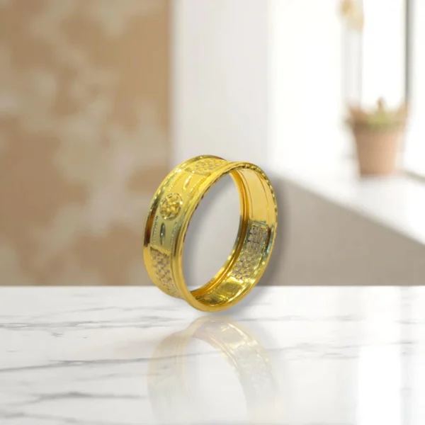 Peacock Feather Etched Gold Cover Bangles