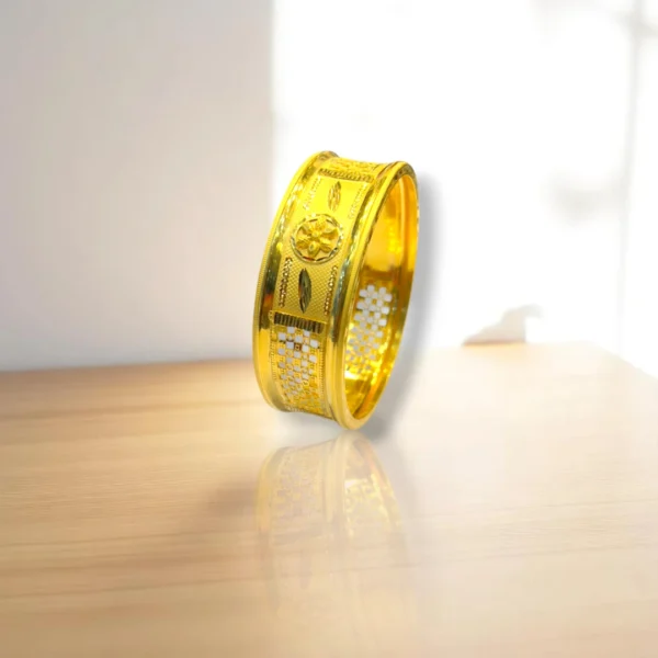 Peacock Feather Etched Gold Cover Bangles - Image 2