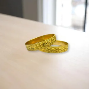 Diamond-Cut Edge Gold Cover Bronze Bangles