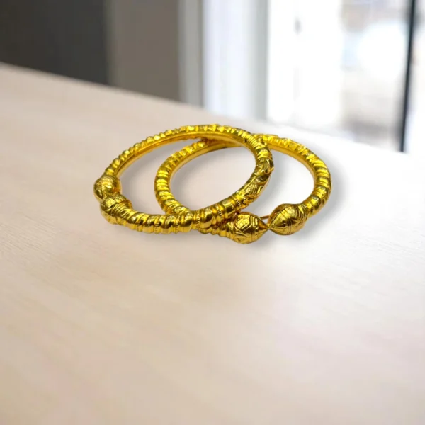 Rectangular Grid Gold Cover Bronze Bangles