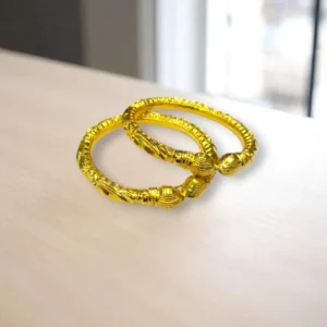 Wave Edge Gold Cover Bronze Bangles