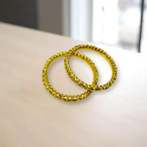 Star Engraved Gold Cover Bronze Bangles