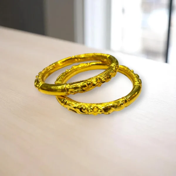Matte & Gloss Dual Finish Gold Cover Bangles