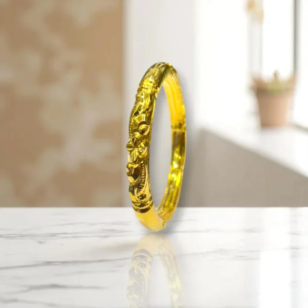 Matte & Gloss Dual Finish Gold Cover Bangles - Image 3