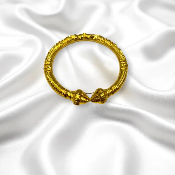 Lotus Petal Carved Gold Cover Bronze Bangles - Image 4
