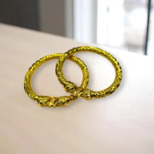 Elephant Motif Gold Cover Bronze Bangles