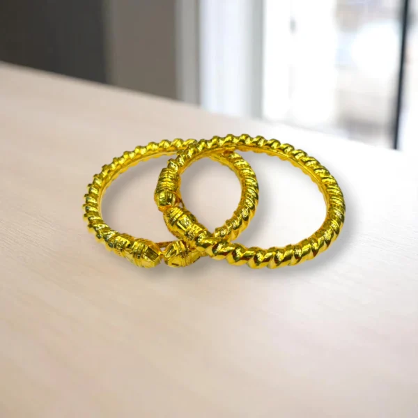 Beehive Pattern Gold Cover Bronze Bangles