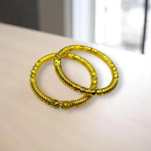 Drop Cut Gold Cover Bronze Bangles