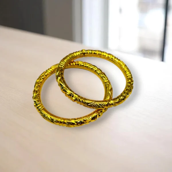 Paisley Pattern Gold Cover Bronze Bangles