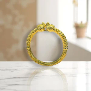 Fan Shape Carved Gold Cover Bronze Bangles