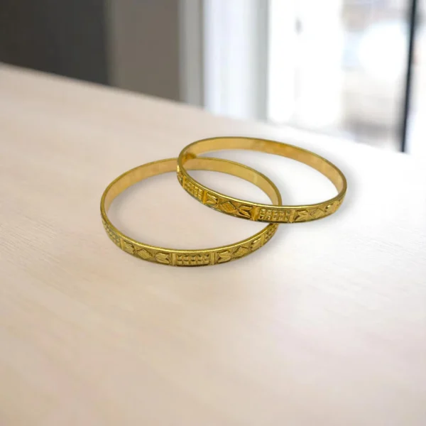 Lotus Chain Edge Gold Cover Bronze Bangles