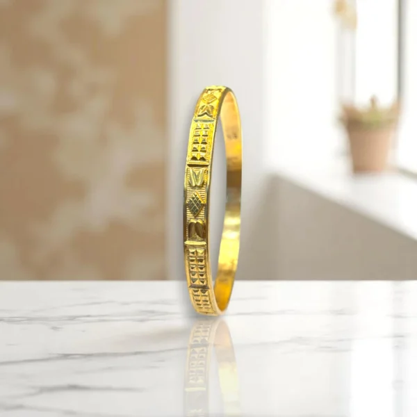 Lotus Chain Edge Gold Cover Bronze Bangles - Image 2