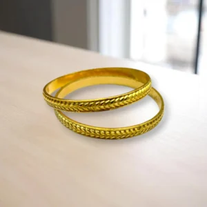 Floral Petal Dome Gold Cover Bronze Bangles