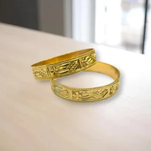 Tribal Etch Gold Cover Bronze Bangles
