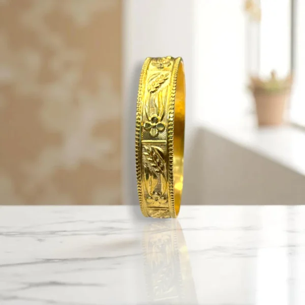 Tribal Etch Gold Cover Bronze Bangles - Image 2