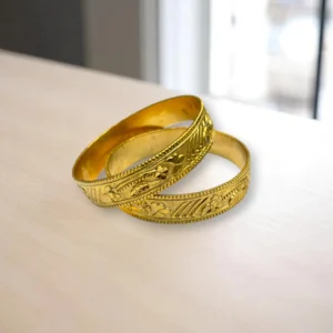 Bubble Motif Gold Cover Bronze Bangles