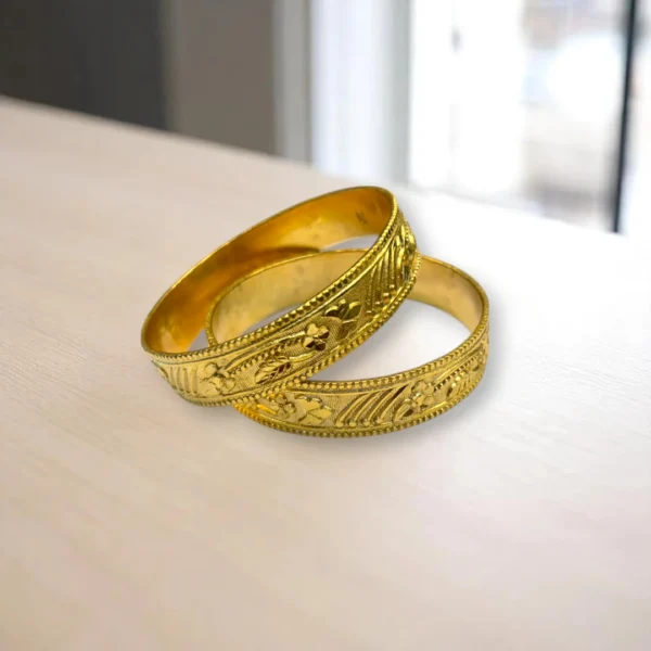 Bubble Motif Gold Cover Bronze Bangles