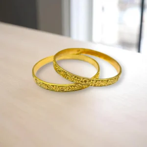 Antique Border Line Gold Cover Bronze Bangles
