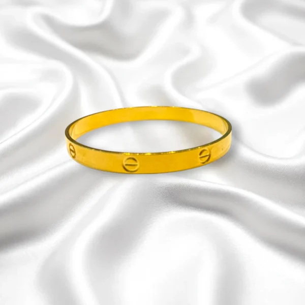 Designer Cut Openable Gold Cover Bronze Kada - Image 3