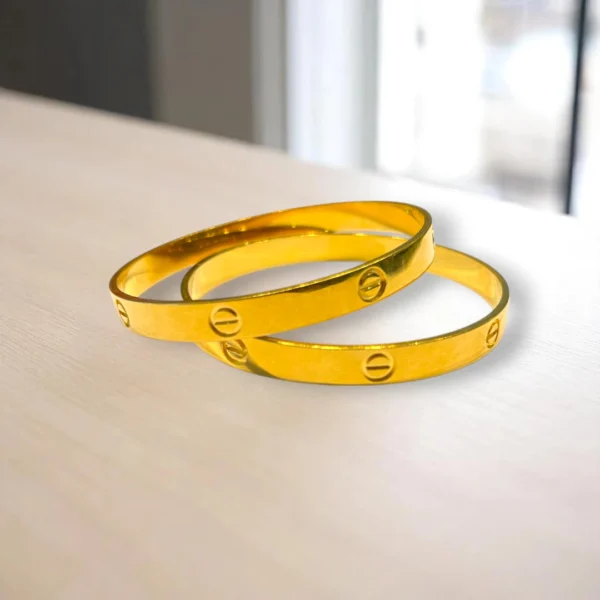 Designer Cut Openable Gold Cover Bronze Kada
