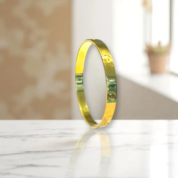 Designer Cut Openable Gold Cover Bronze Kada - Image 2