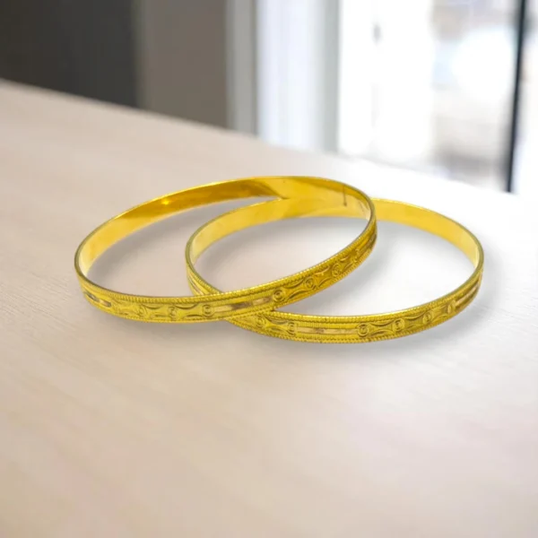 Lotus Chain Edge Gold Cover Bronze Bangles