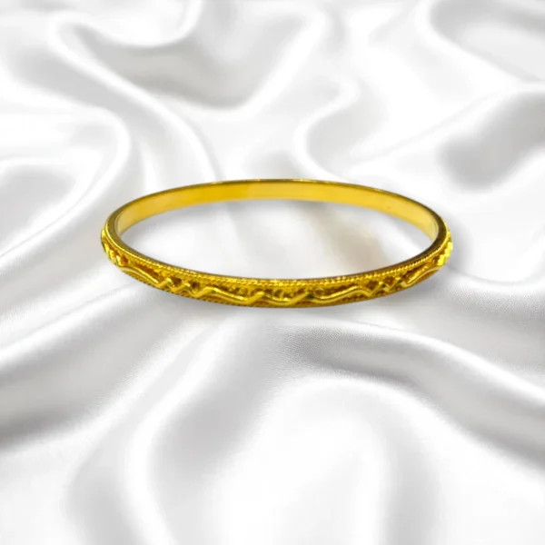 Floral Petal Dome Gold Cover Bronze Bangles - Image 3