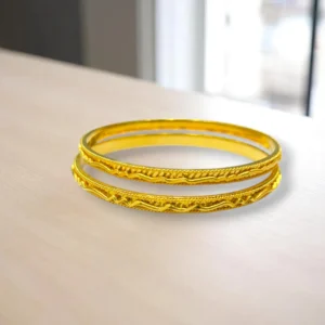 Floral Petal Dome Gold Cover Bronze Bangles