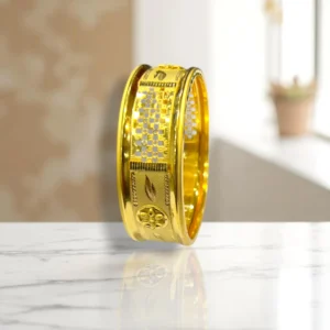 Tribal Etch Gold Cover Bronze Bangles