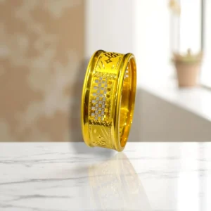 Bubble Motif Gold Cover Bronze Bangles