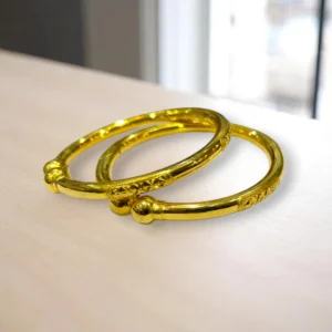 Drop Cut Gold Cover Bronze Bangles