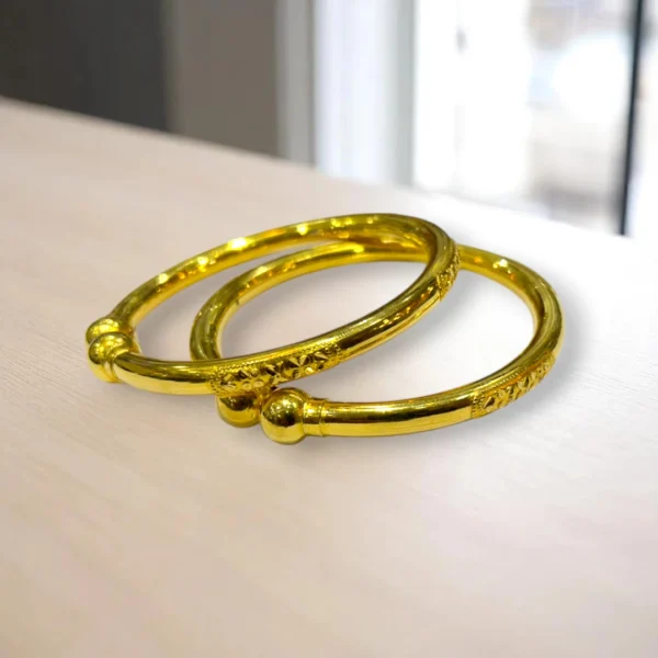 Drop Cut Gold Cover Bronze Bangles