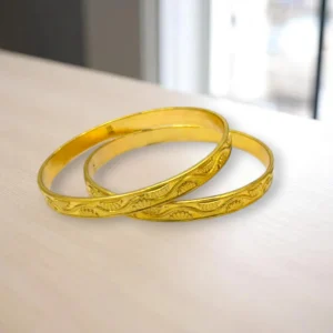 Hammered Circle Gold Cover Bronze Bangles