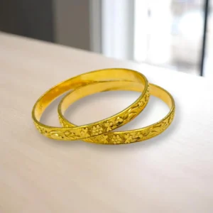 Half-Cut Stone Gold Cover Bronze Bangles