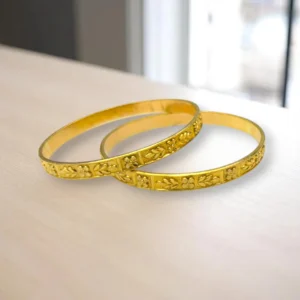 Rectangular Grid Gold Cover Bronze Bangles