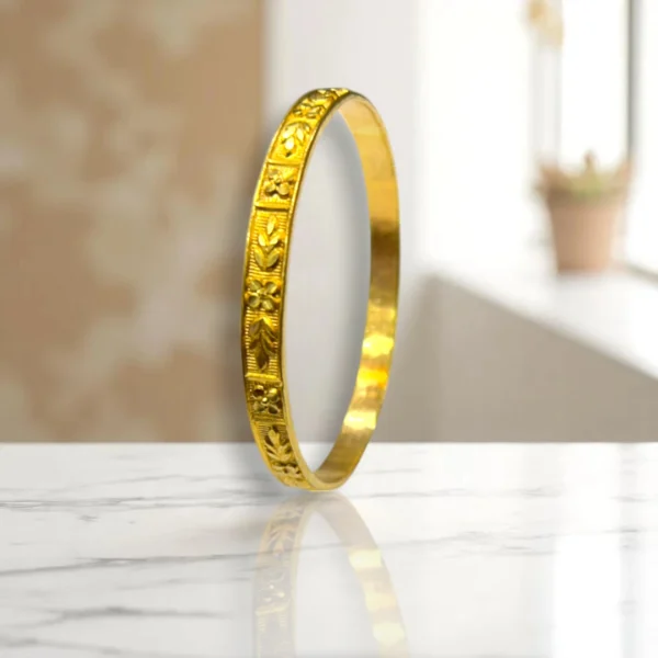 Rectangular Grid Gold Cover Bronze Bangles - Image 2
